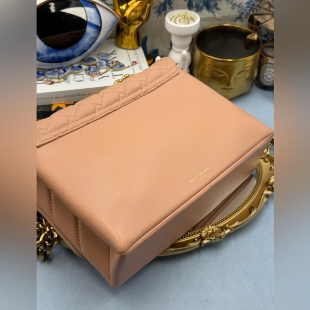 🆕 KURT GEIGER LONDON 🧿 NWOT Large Kensington Long Flap East West Bag, Peach - Picture 8 of 16